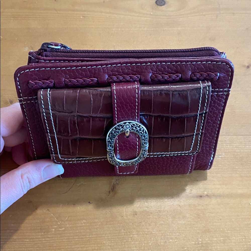 Brighton Burgundy Leather Women's Wallet With Buckle - Picture 2 of 10